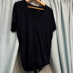 LOFT Black Short Sleeve V-Neck Top